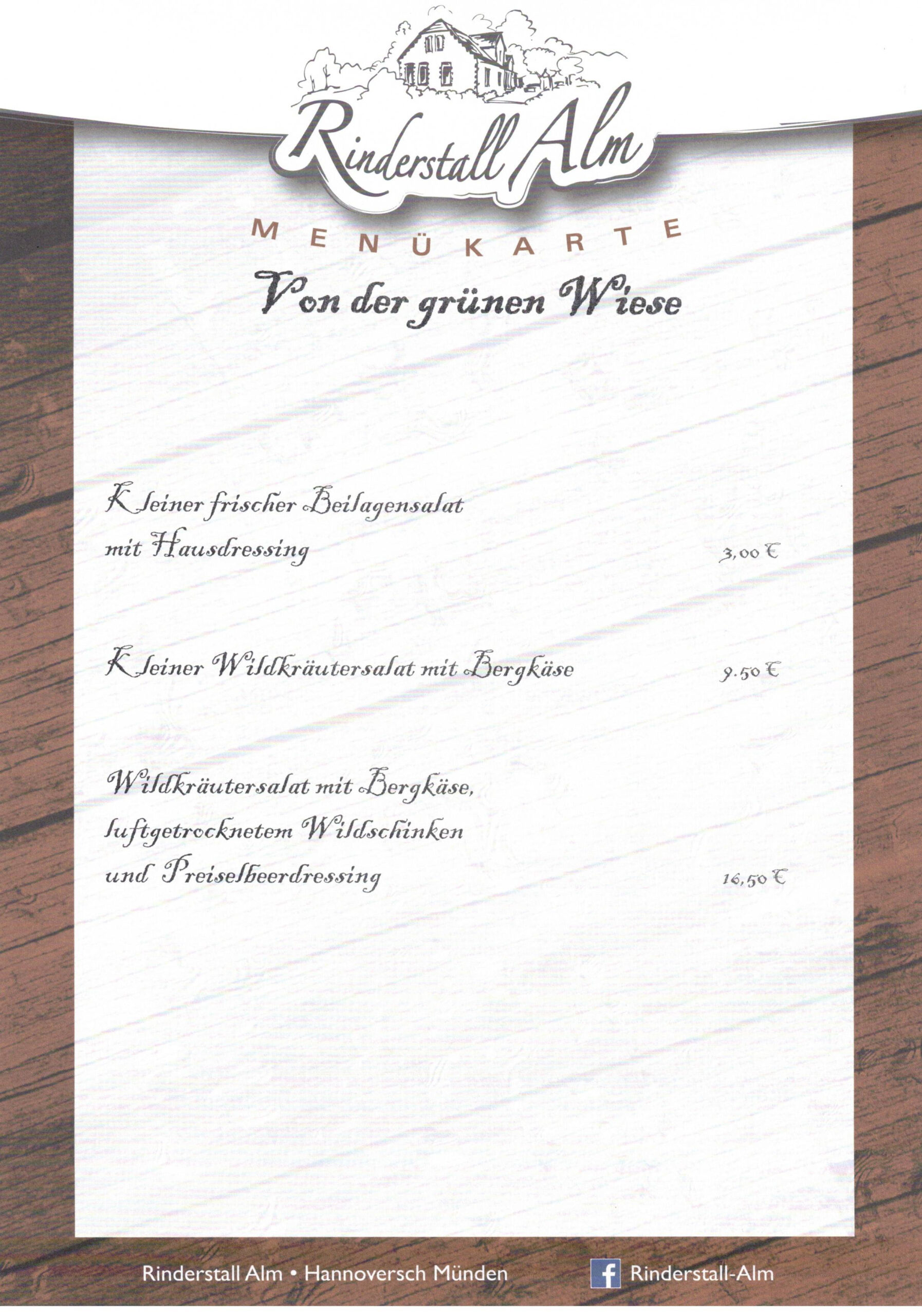 Speisekarte Seite 1